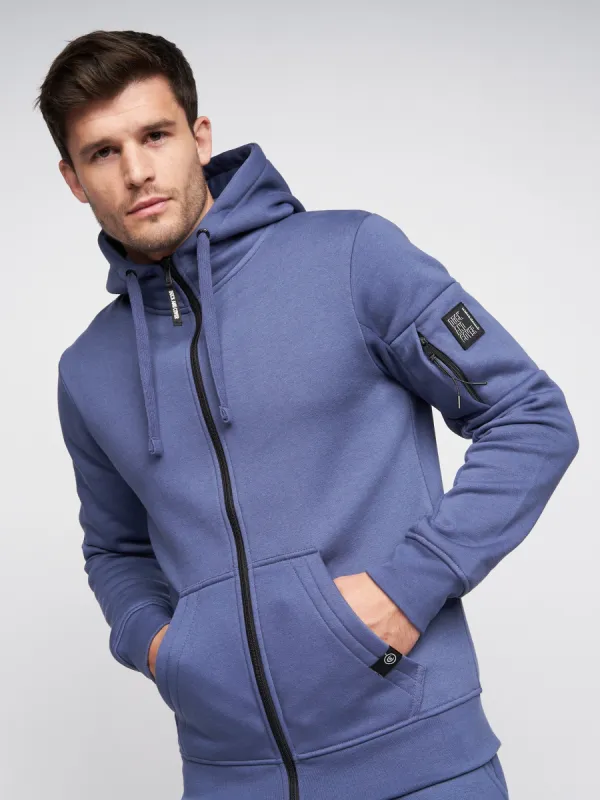 Milgate Zip Thru Hoodie Mid Blue sold by Duck and Cover