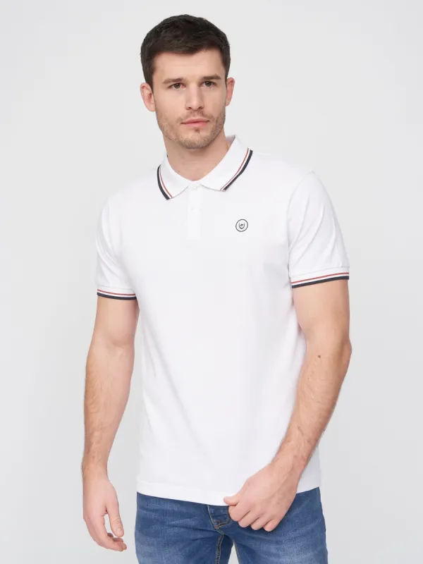 Hendamore Polo White/Red sold by Duck and Cover