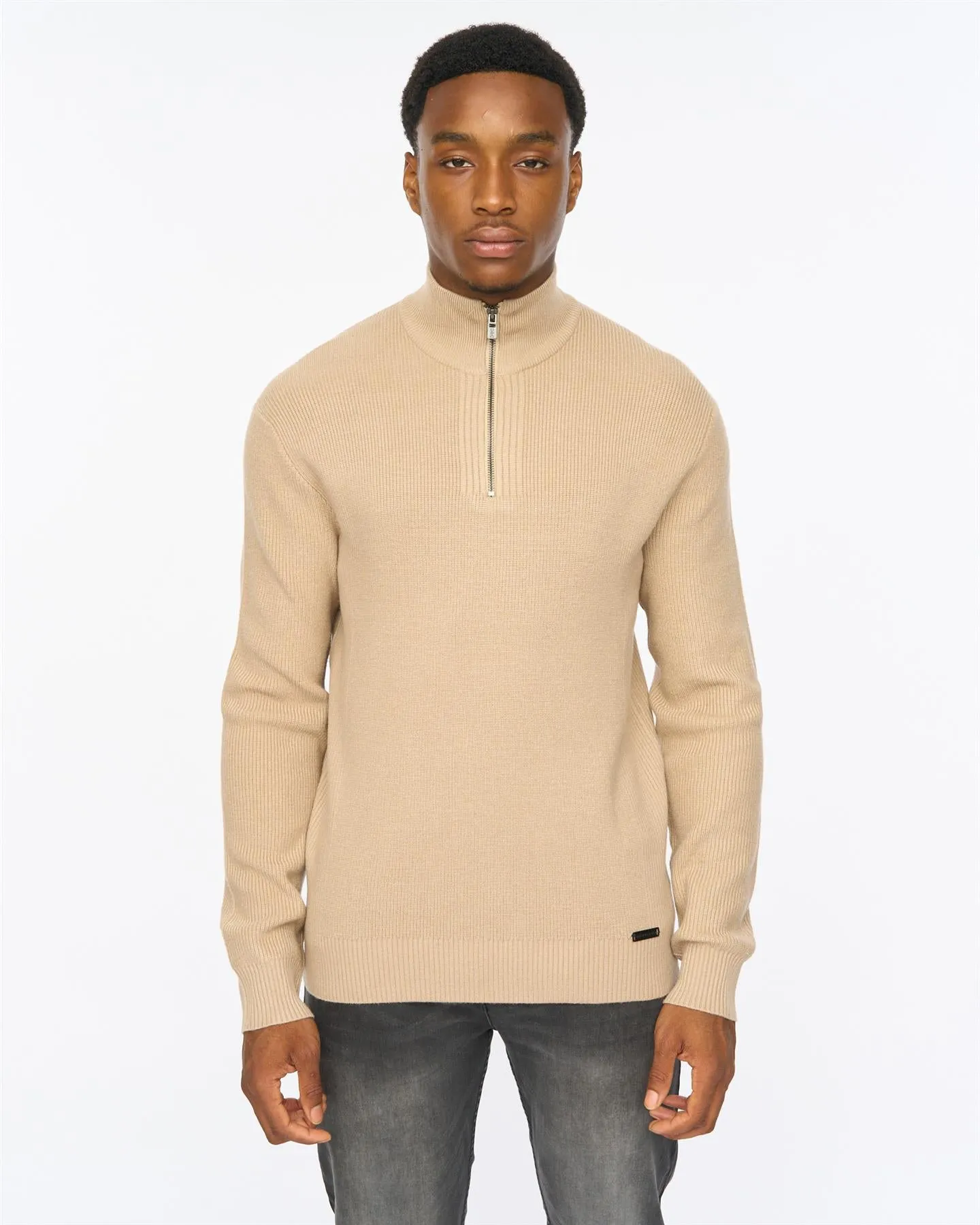 Potenza 1/4 Zip Knit Stone sold by Duck and Cover