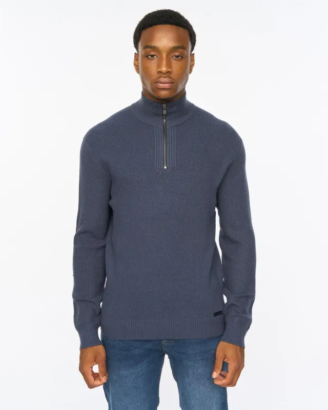 Potenza 1/4 Zip Knit Navy sold by Duck and Cover