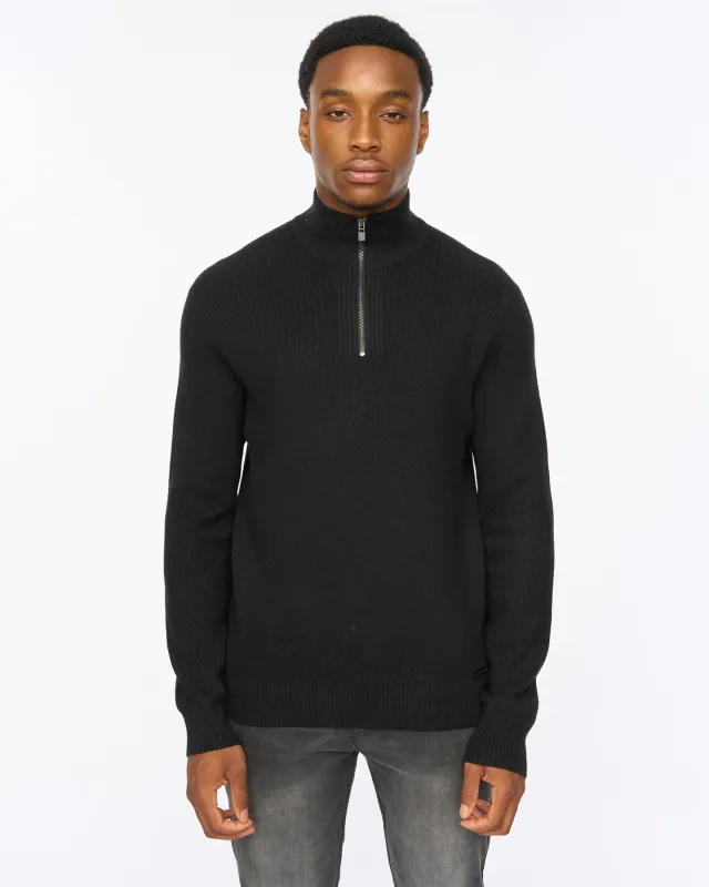 Potenza 1/4 Zip Knit Black sold by Duck and Cover
