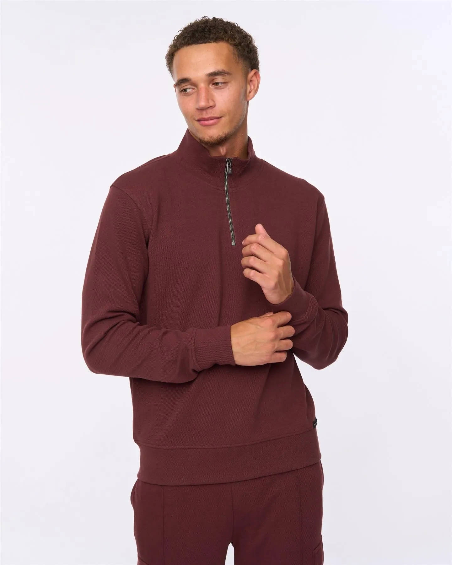 Slellmoore 1/4 Zip Hoodie Wine sold by Duck and Cover product image thumbnail 3