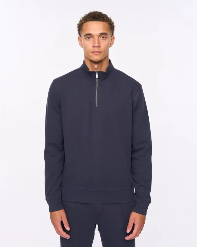 Slellmoore 1/4 Zip Hoodie Navy made by Duck and Cover