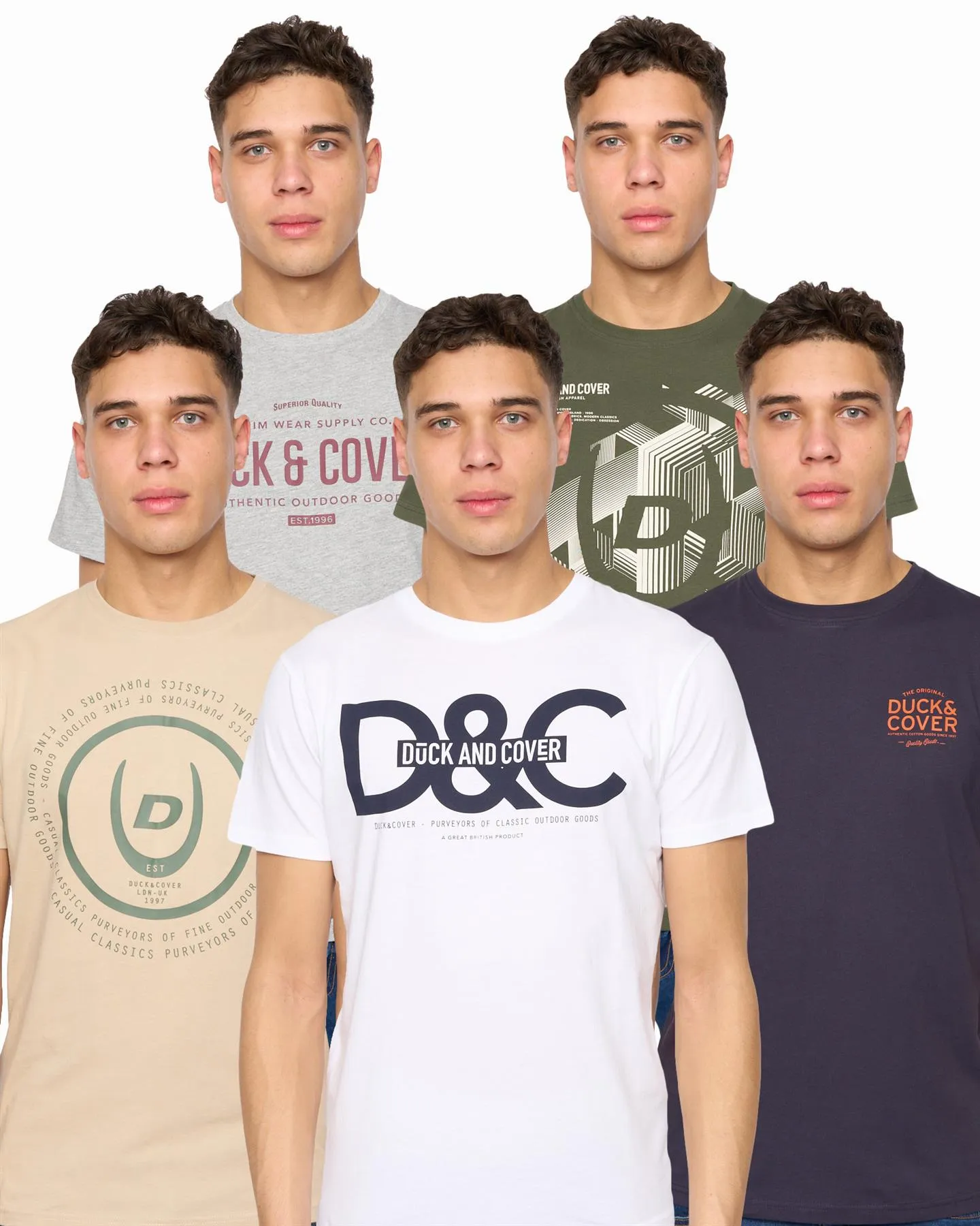 (LEAVE MBA) - Mens 5 Pack T-Shirts - Assorted Colours sold by Duck and Cover