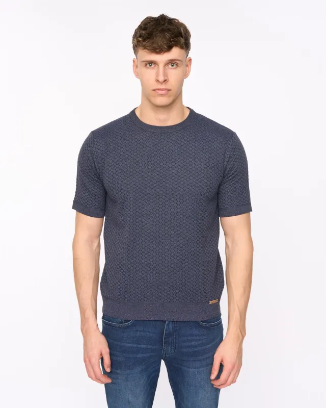 Mataso Knit T-Shirt Slate Blue made by Duck and Cover