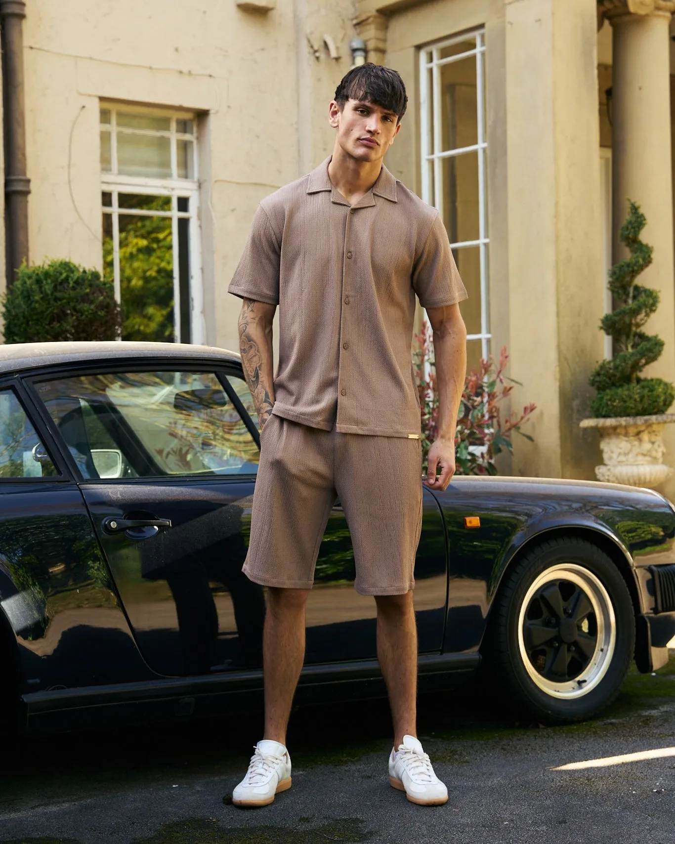Hingham Shirt & Shorts Set Taupe sold by Duck and Cover