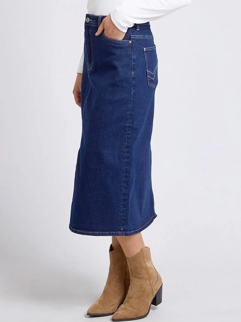 ELM ELOISE DENIM MIDI SKIRT sold by ENNI product image thumbnail 3