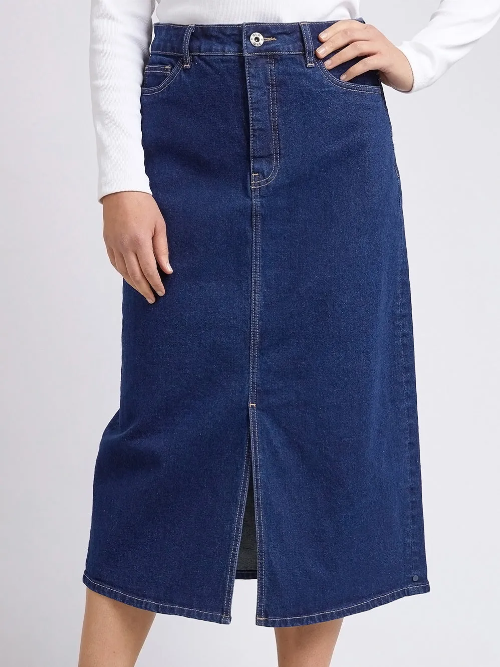 ELM ELOISE DENIM MIDI SKIRT sold by ENNI