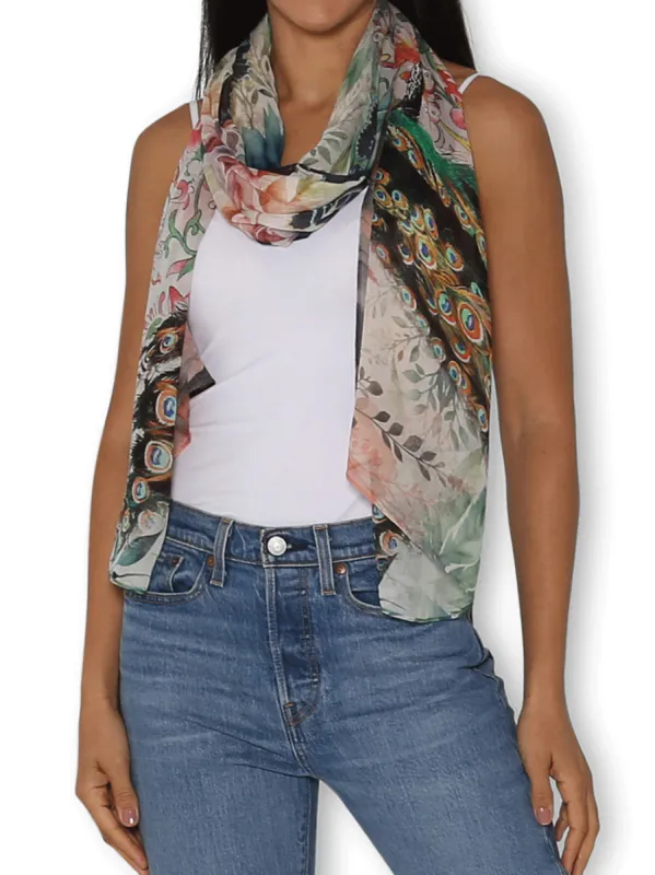 THE ARTISTS LABEL PEACOCK GARDEN SCARF sold by ENNI