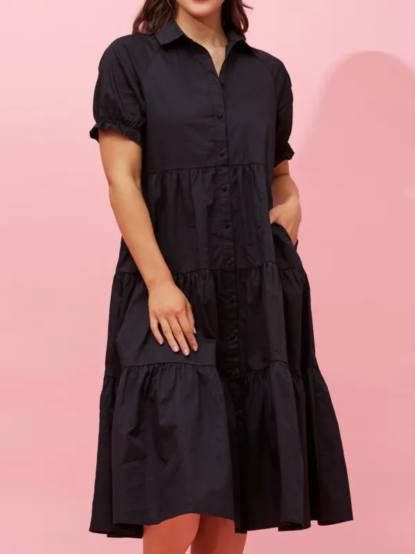 CAROLINE K MORGAN TIERED MIDI DRESS sold by ENNI