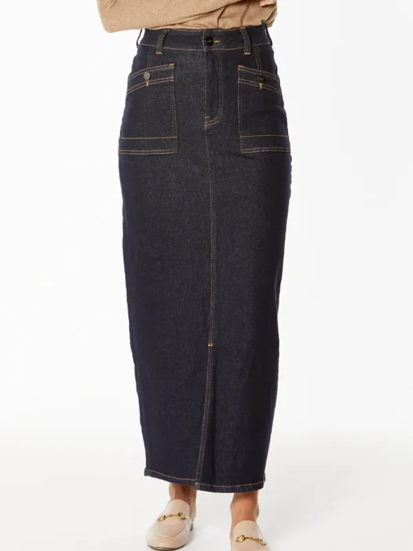 NEW LONDON ALSTON LONGLINE DENIM SKIRT sold by ENNI