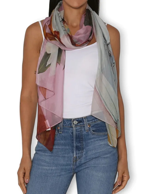 THE ARTISTS LABEL SOUTHERN MAGNOLIAS SILK SCARF sold by ENNI