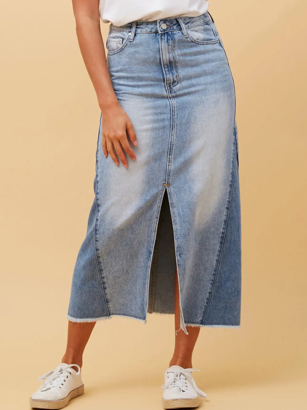 CAROLINE K MORGAN MIDI DENIM SKIRT sold by ENNI