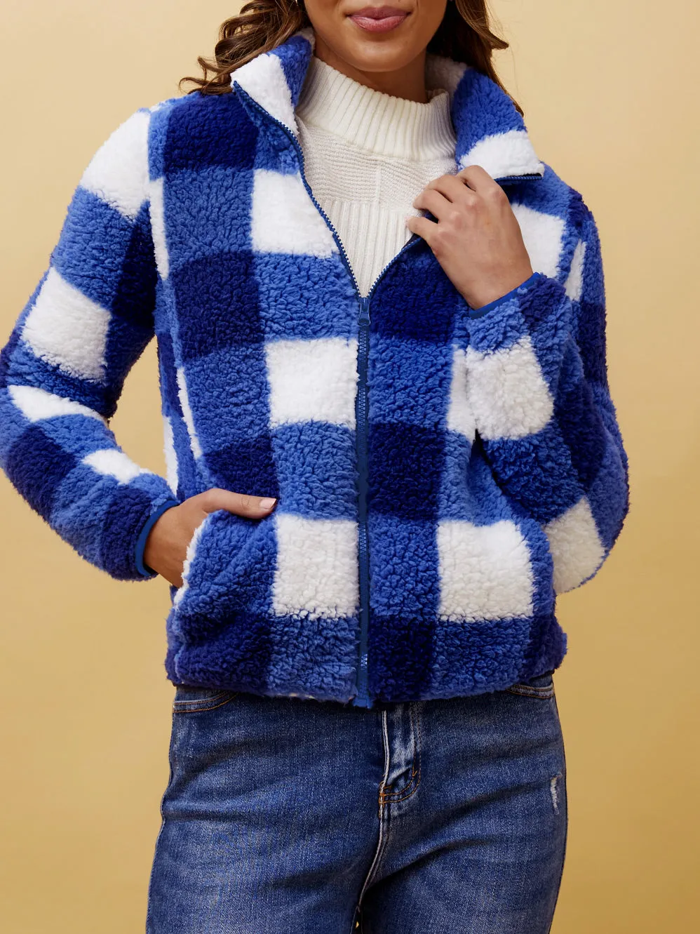 CAROLINE K MORGAN CHECK TEDDY JACKET sold by ENNI