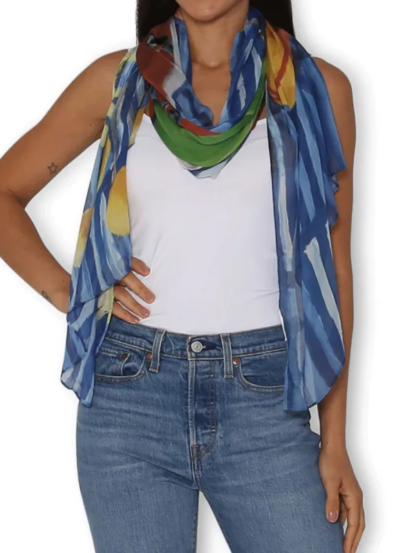THE ARTISTS LABEL TWO VASES AND TWO PLUMS SCARF sold by ENNI