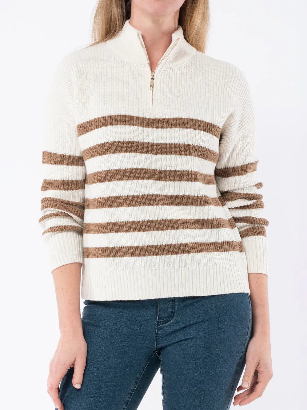 JUMP ZIP STRIPE PULLOVER sold by ENNI