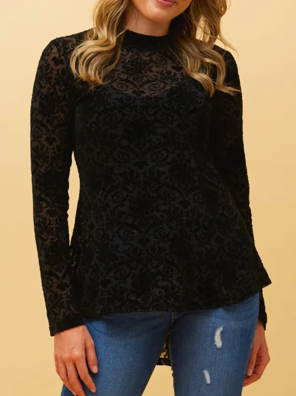CAROLINE K MORGAN FLOCKED MESH TOP sold by ENNI