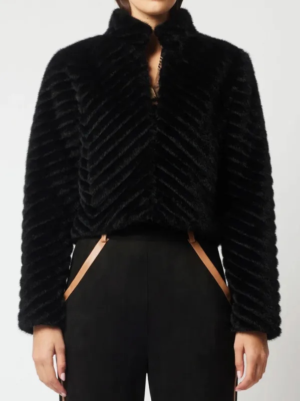 ONCE WAS ALTAIR FAUX FUR CROPPED JACKET sold by ENNI