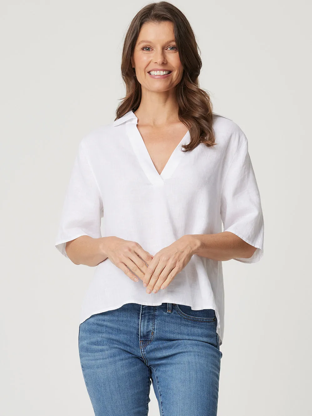ENNI LINEN CROP COLLARED TOP sold by ENNI product image thumbnail 2
