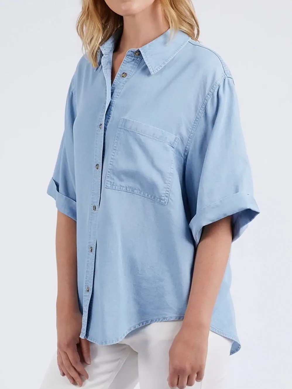 ELM BLISSFUL CHAMBRAY SHORT SLEEVE SHIRT sold by ENNI product image thumbnail 2