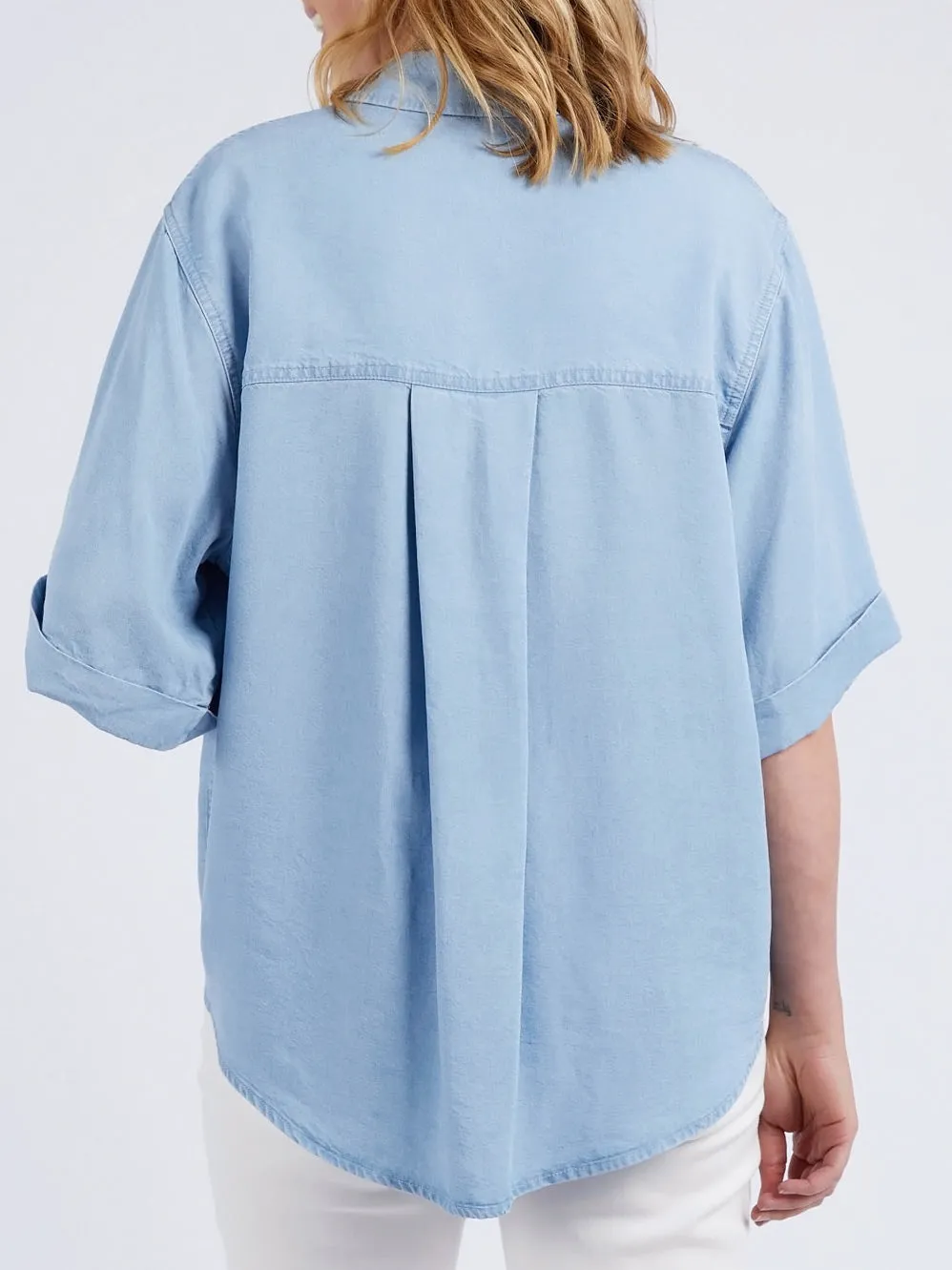 ELM BLISSFUL CHAMBRAY SHORT SLEEVE SHIRT sold by ENNI product image thumbnail 4