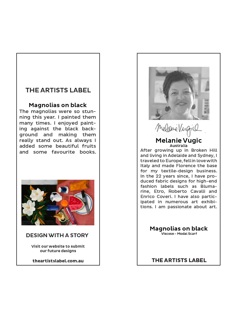 THE ARTISTS LABEL MAGNOLIAS ON BLACK SCARF sold by ENNI product image thumbnail 3