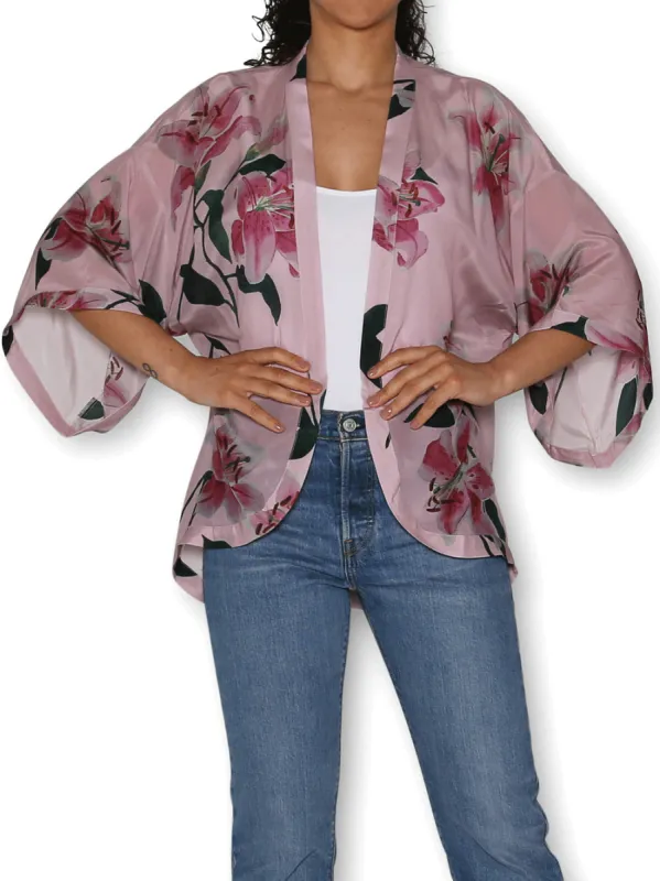 THE ARTISTS LABEL DUSTY TIGER LILIES SILK KIMONO sold by ENNI