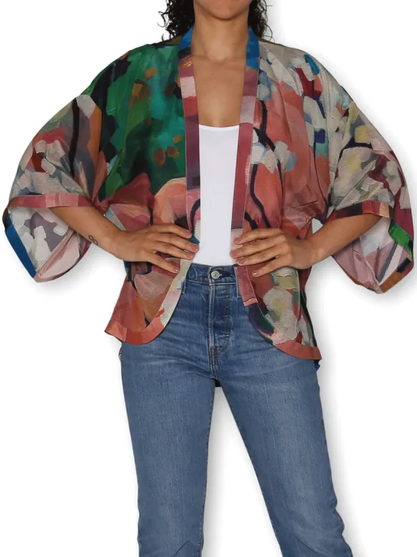 THE ARTISTS LABEL PINK GRANITE SILK KIMONO sold by ENNI
