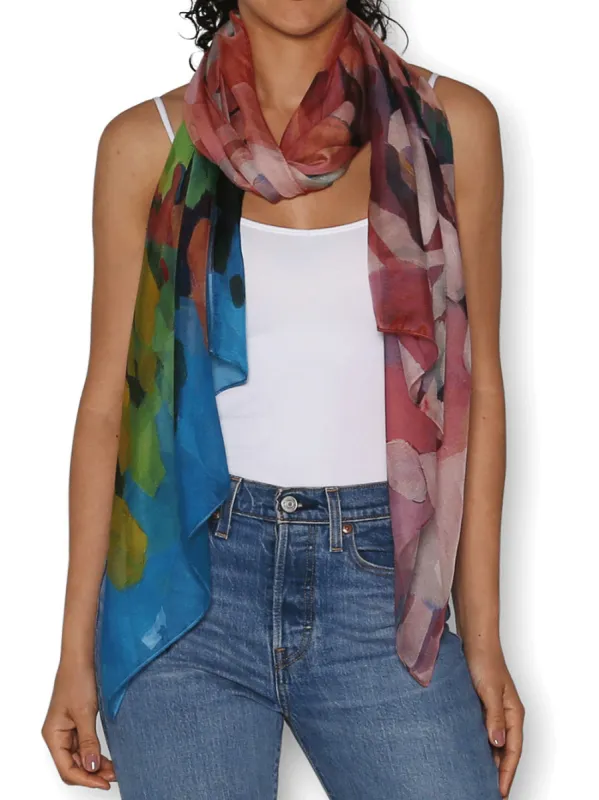 THE ARTISTS LABEL PINK GRANITE SILK SCARF sold by ENNI