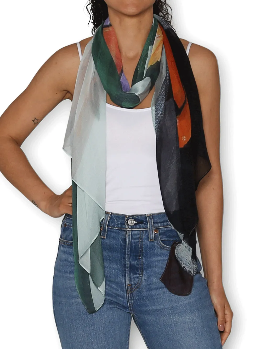 THE ARTISTS LABEL YELLOW ROSES IN CLARICE CLIFF VASE SCARF sold by ENNI