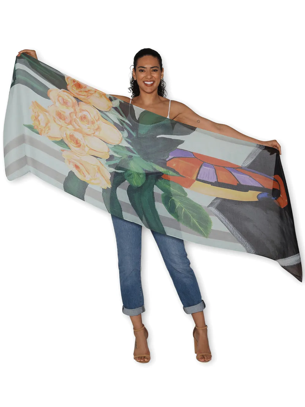 THE ARTISTS LABEL YELLOW ROSES IN CLARICE CLIFF VASE SCARF sold by ENNI product image thumbnail 2