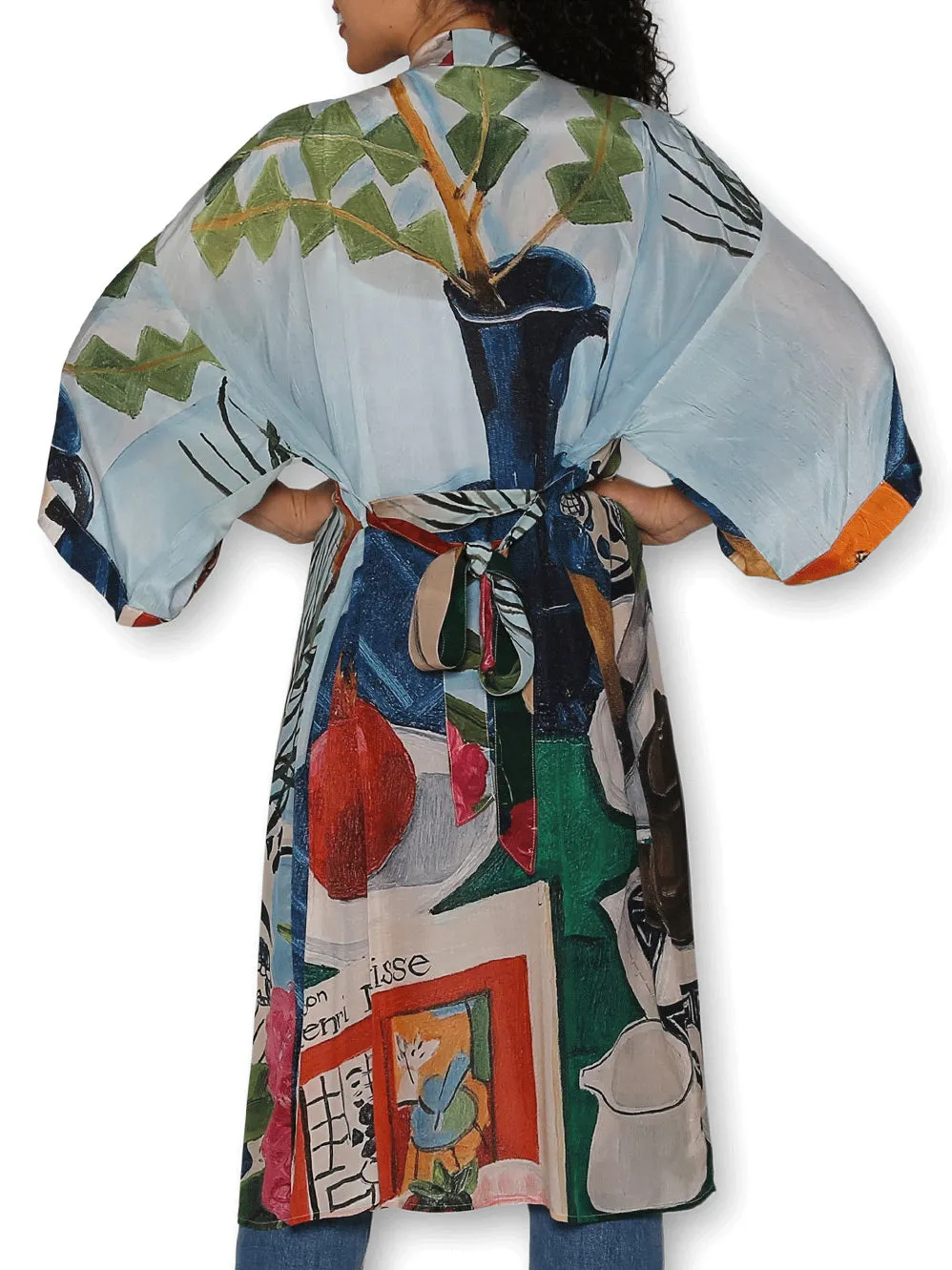 THE ARTISTS LABEL A SLICE OF LIFE ON BLUE LONG SILK KIMONO sold by ENNI product image thumbnail 3