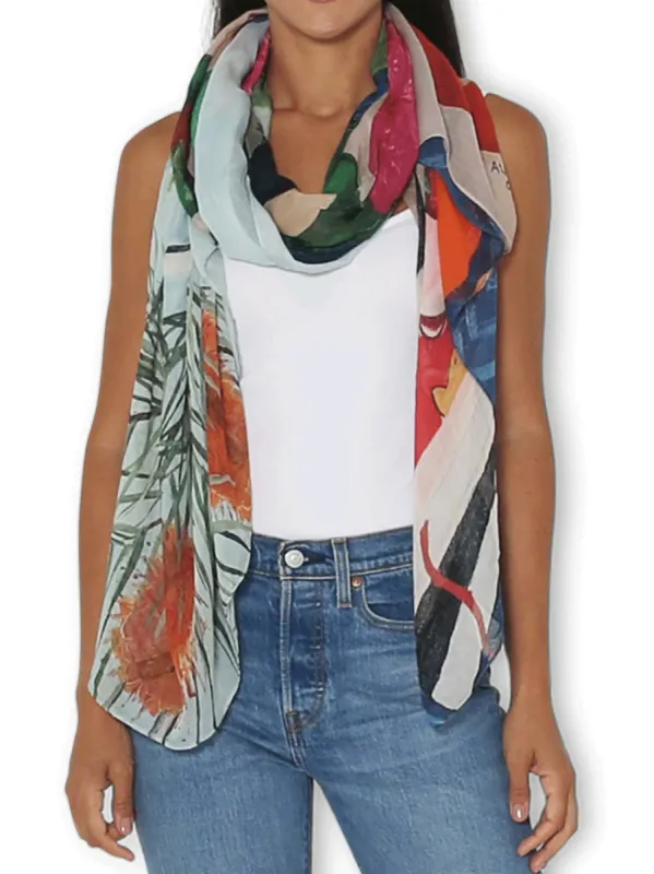 THE ARTISTS LABEL A SLICE OF LIFE ON BLUE SCARF sold by ENNI