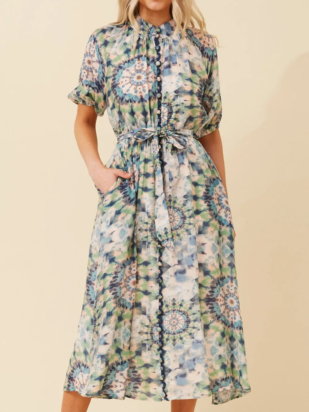 CAROLINE K MORGAN PRINTED MIDI DRESS sold by ENNI