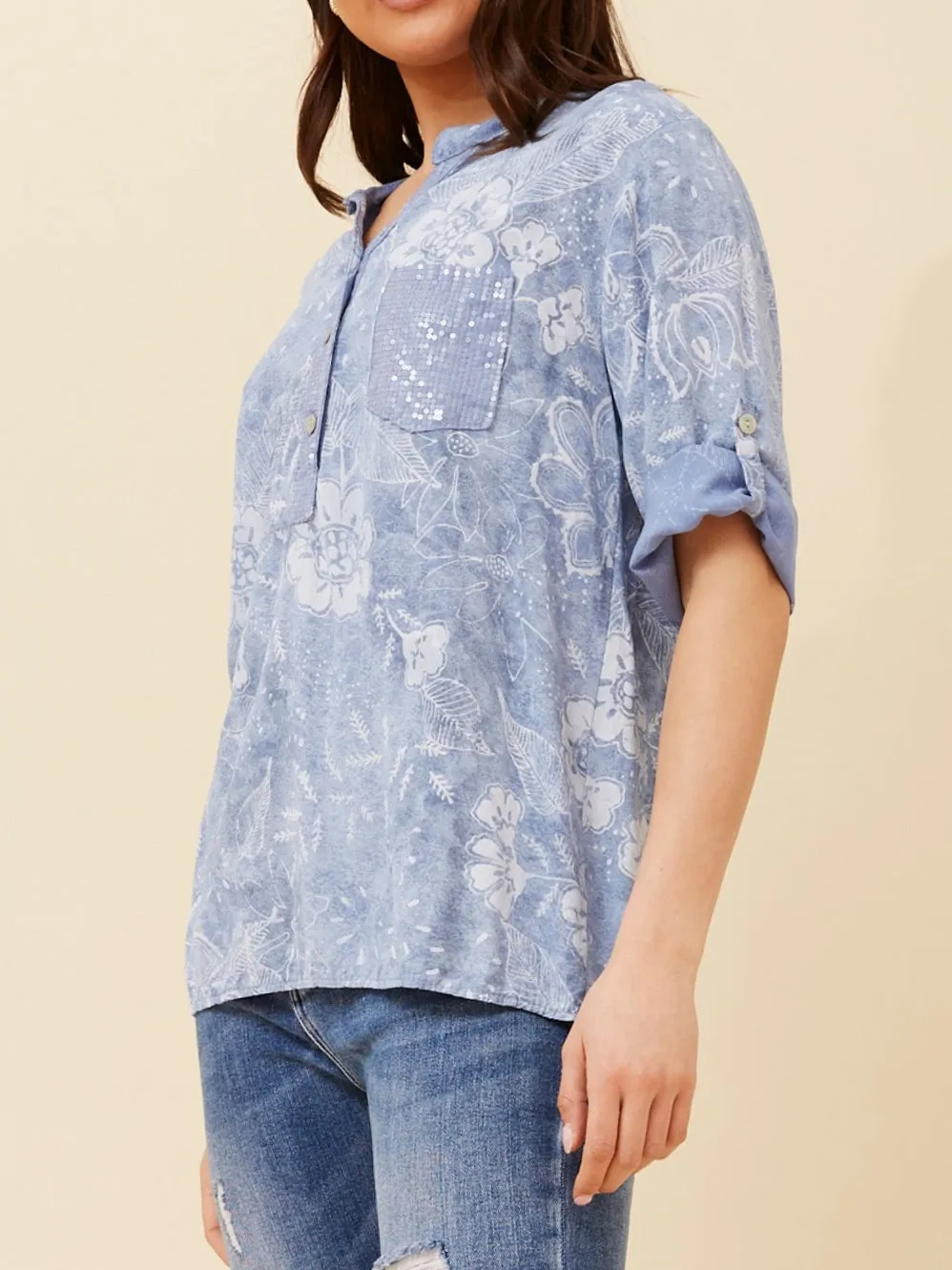 BOTTEGA MODA 3/4 SLEEVE TOP WITH SEQUINS sold by ENNI product image thumbnail 2