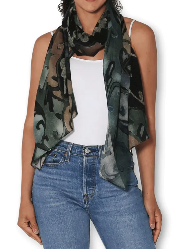 THE ARTISTS LABEL PAINTED LACE WOOL SCARF sold by ENNI