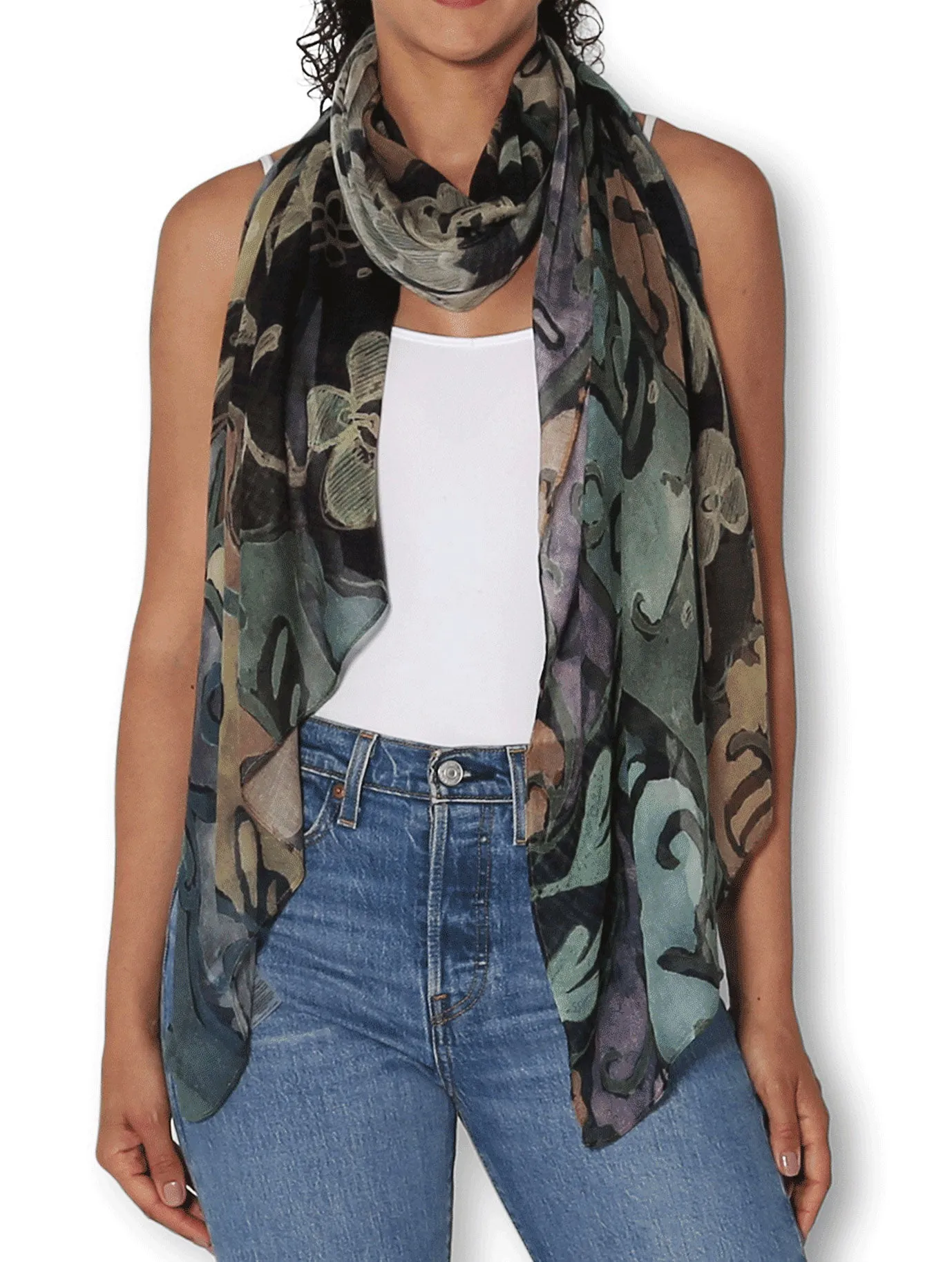 THE ARTISTS LABEL PAINTED LACE SCARF sold by ENNI