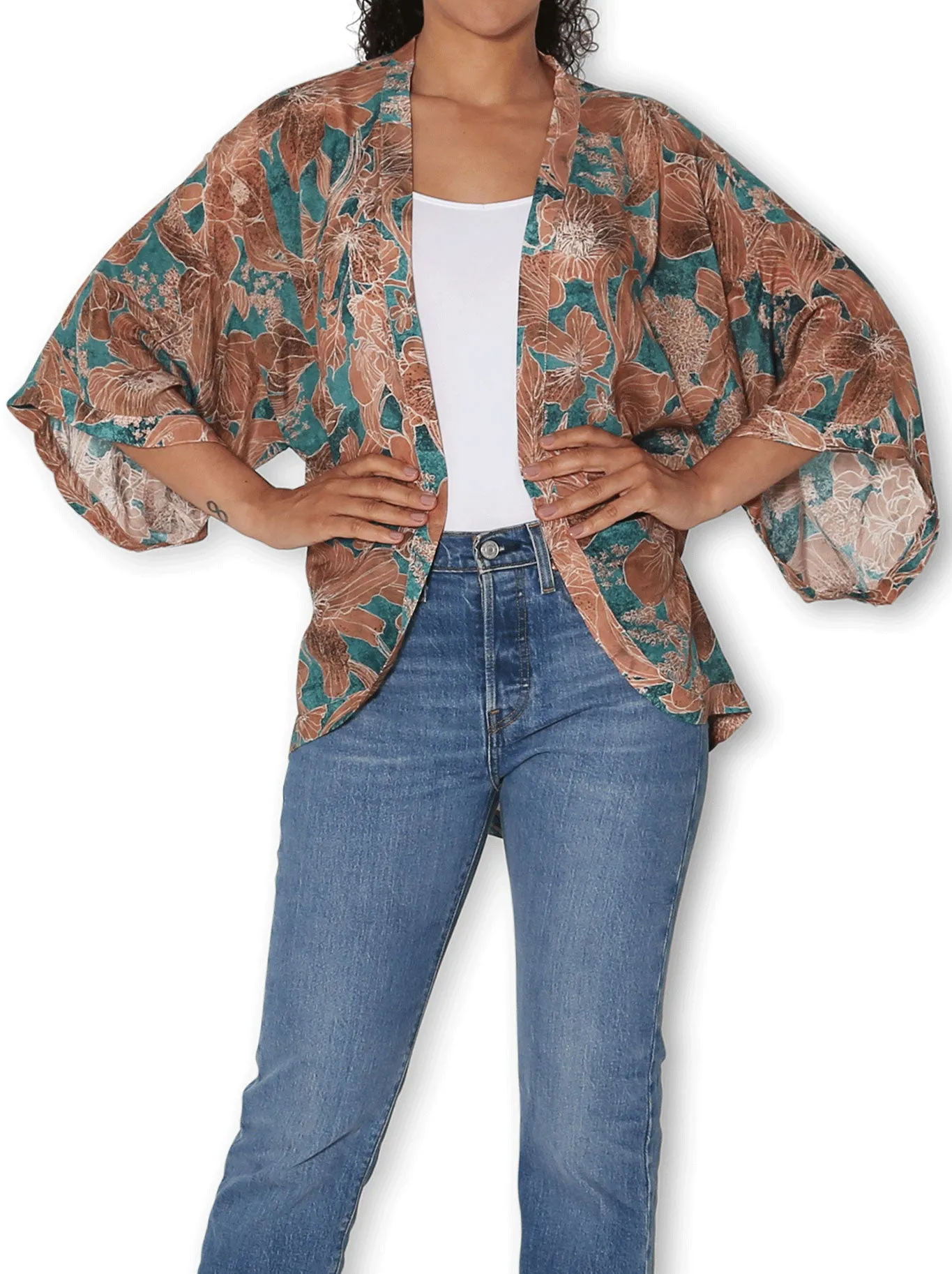 THE ARTISTS LABEL ORCHID INK SILK KIMONO sold by ENNI