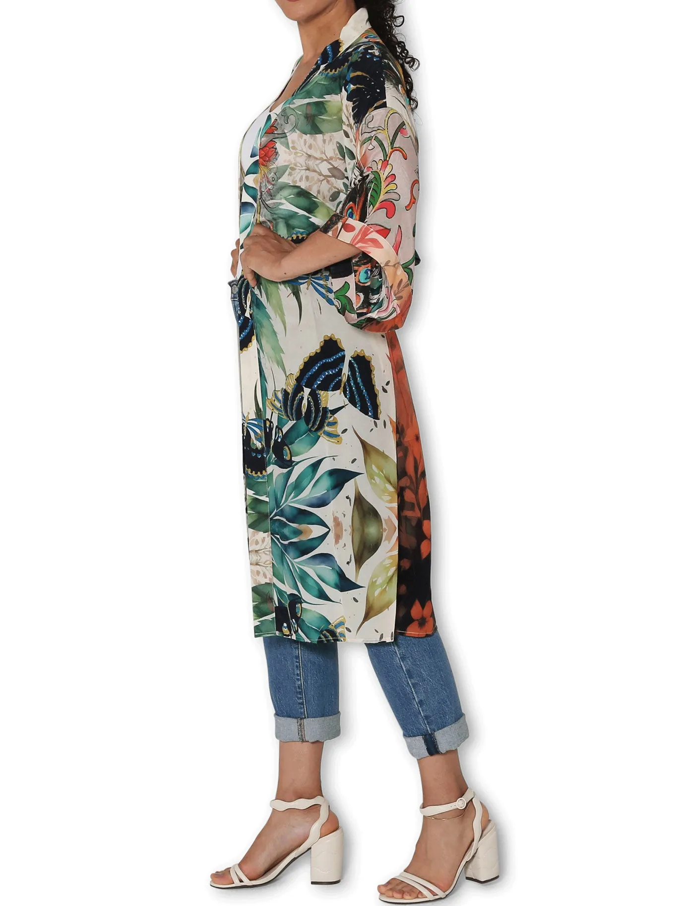 THE ARTISTS LABEL SPLENDOUR OF THE PEACOCK SILK LONG KIMONO sold by ENNI product image thumbnail 2