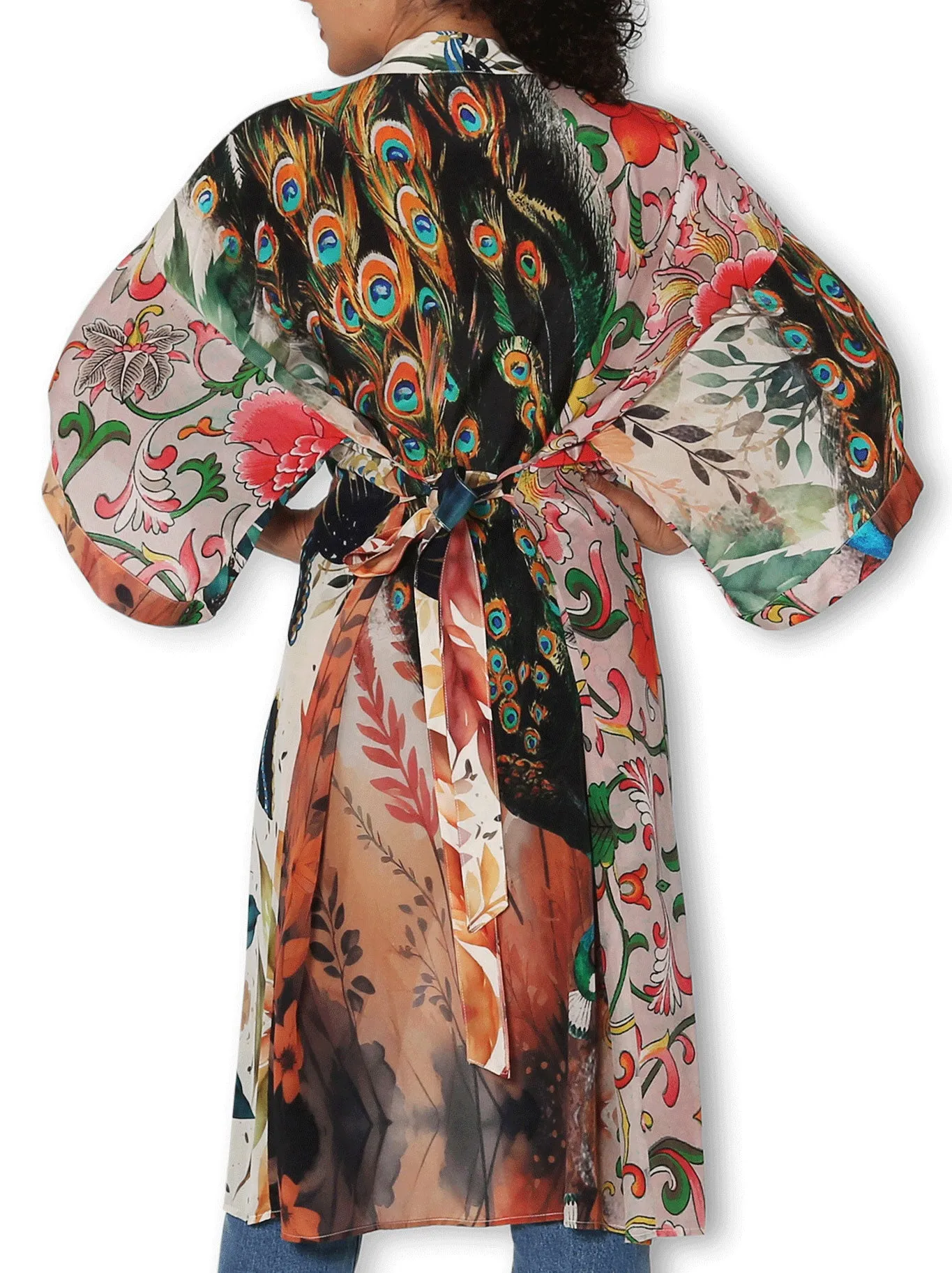 THE ARTISTS LABEL SPLENDOUR OF THE PEACOCK SILK LONG KIMONO sold by ENNI product image thumbnail 3