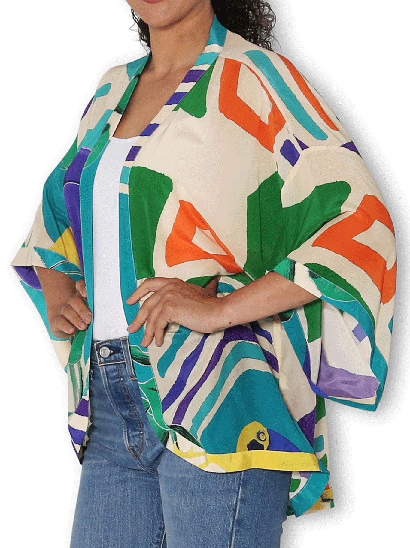 THE ARTISTS LABEL COLLAGE OF TOUCAN SILK KIMONO sold by ENNI product image thumbnail 2