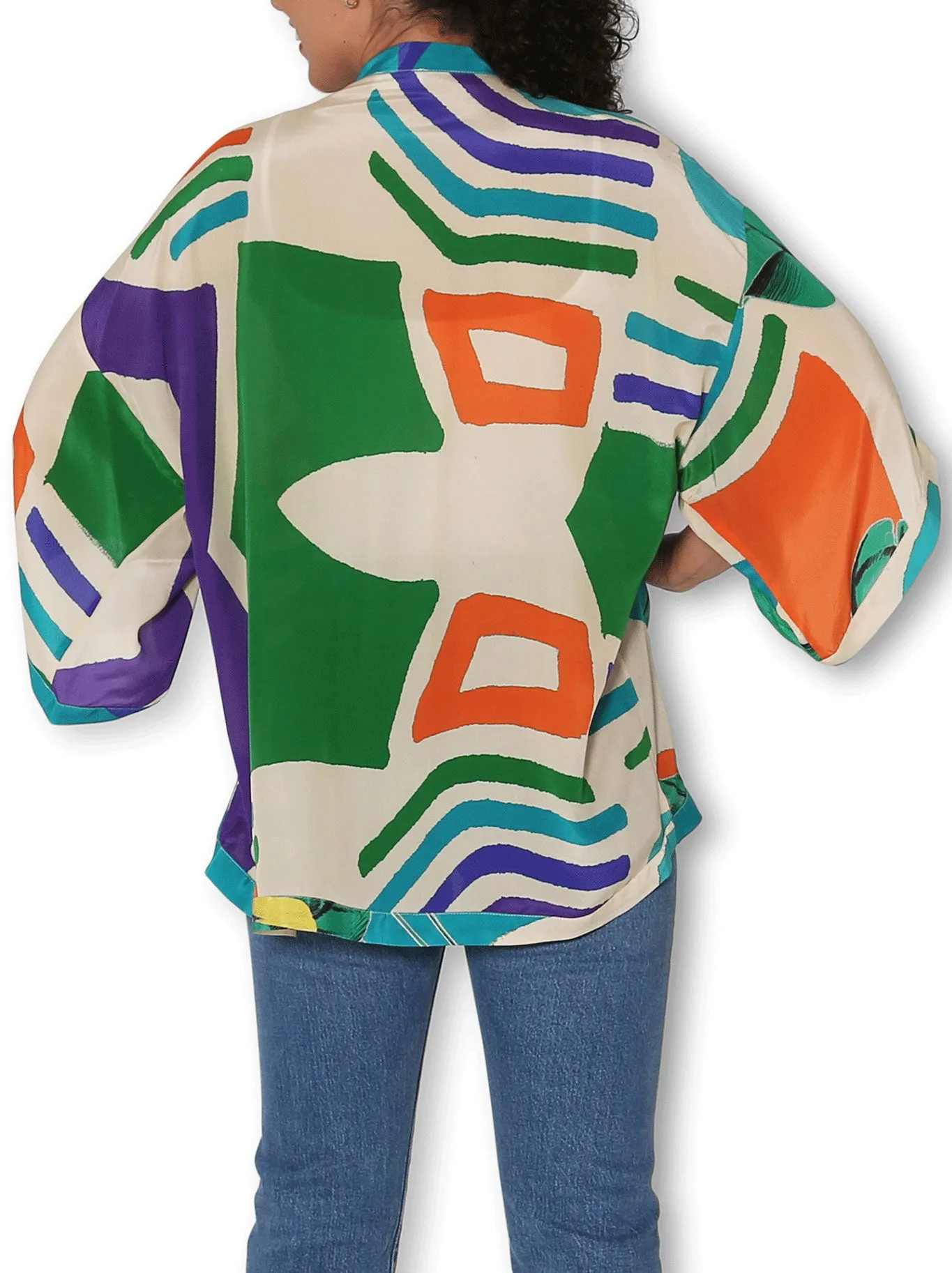 THE ARTISTS LABEL COLLAGE OF TOUCAN SILK KIMONO sold by ENNI product image thumbnail 3