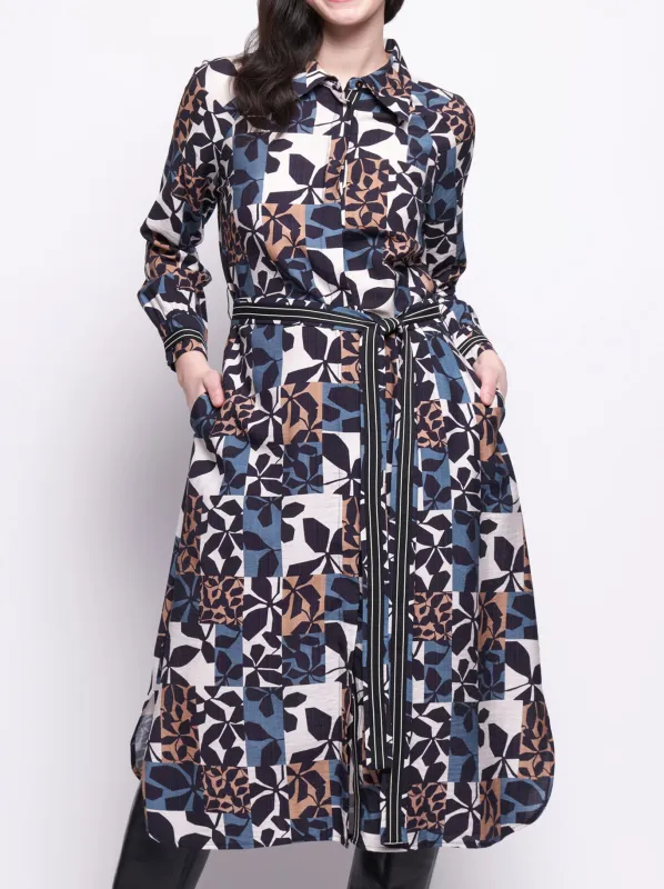 FOIL ON THE STRIP SHIRT DRESS sold by ENNI