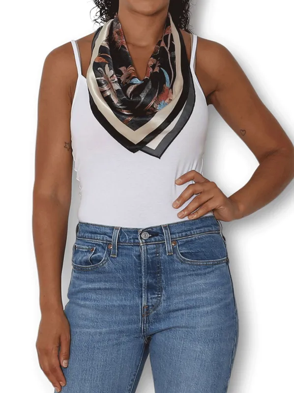 THE ARTISTS LABEL PUZZLE BLOOM SILK SQUARE SCARF sold by ENNI