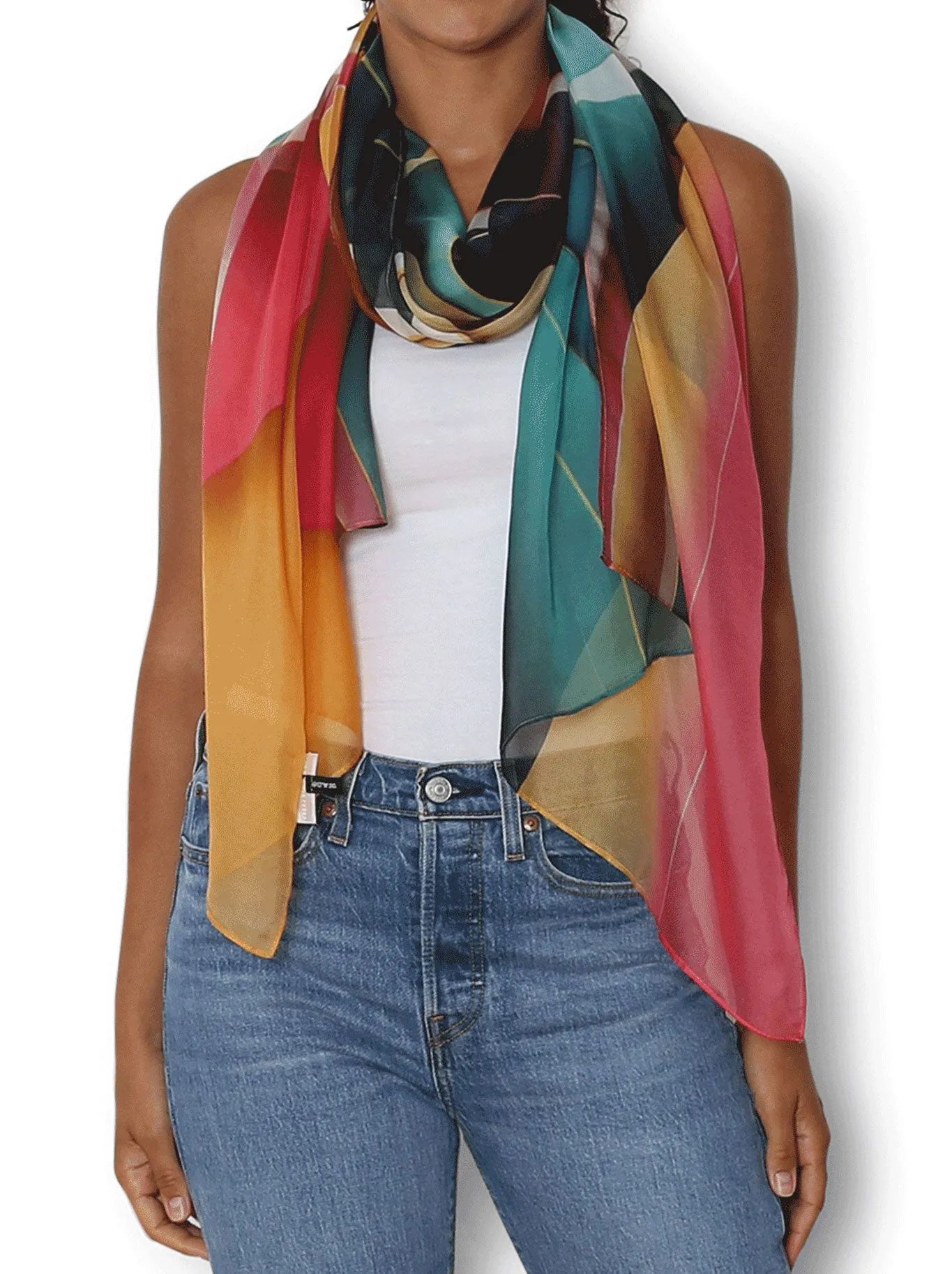 THE ARTISTS LABEL ABSTRACT FLOW SILK SCARF sold by ENNI