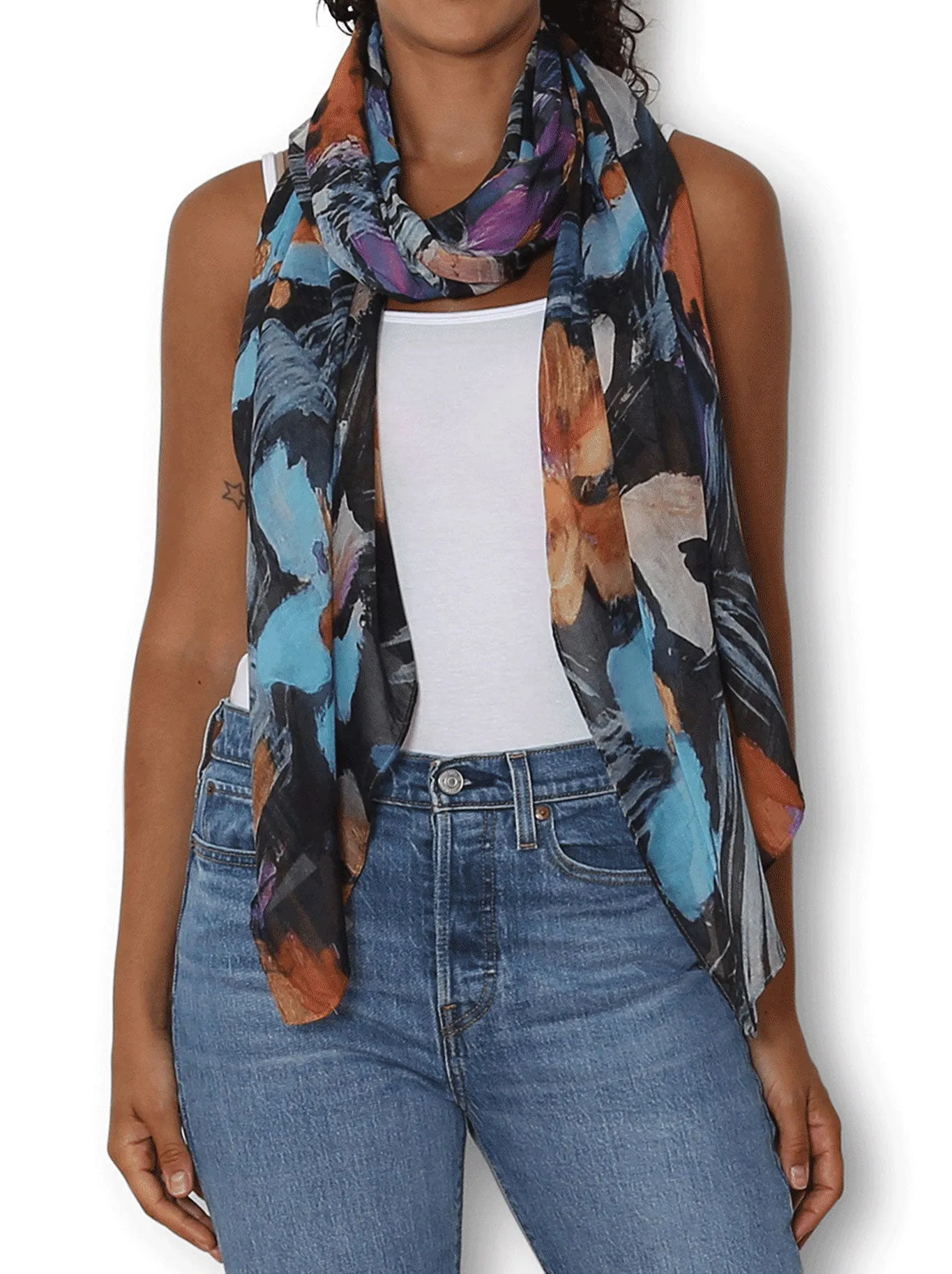 THE ARTISTS LABEL NIGHT FLOWERS SCARF sold by ENNI