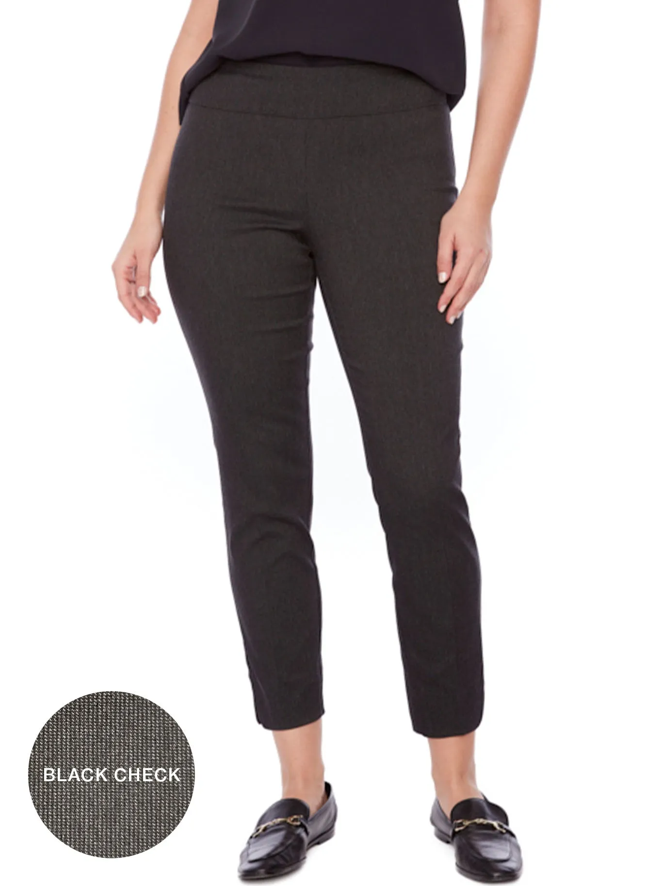 UP! 28" SOLID TECHNO PETAL-SLIT ANKLE PANT sold by ENNI