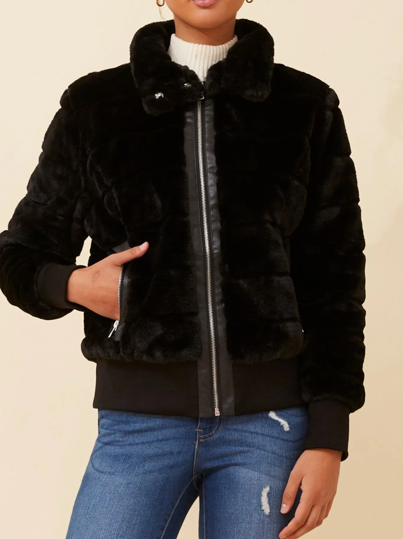CAROLINE K MORGAN FAUX FUR BOMBER JACKET sold by ENNI product image thumbnail 4