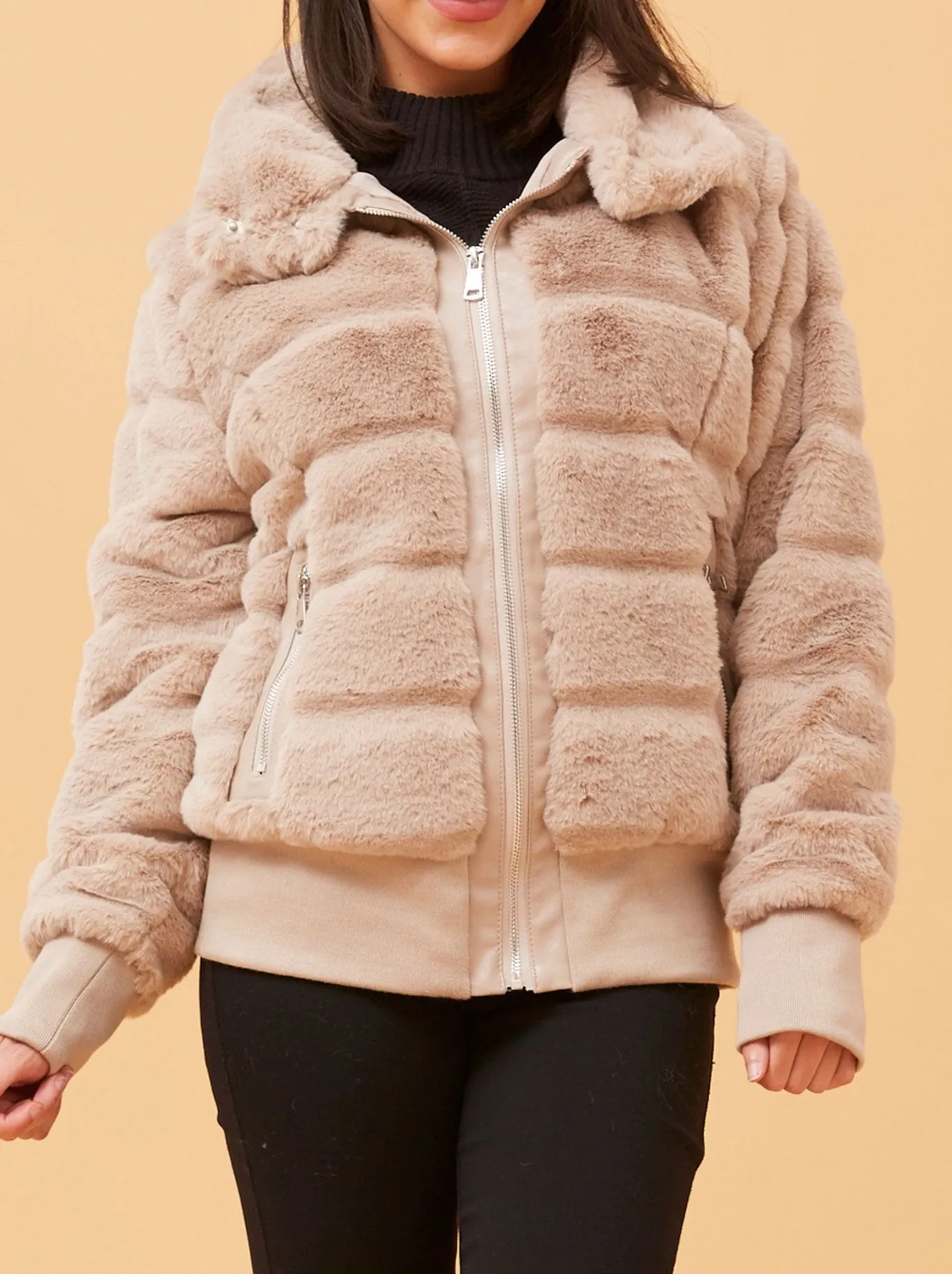 CAROLINE K MORGAN FAUX FUR BOMBER JACKET sold by ENNI