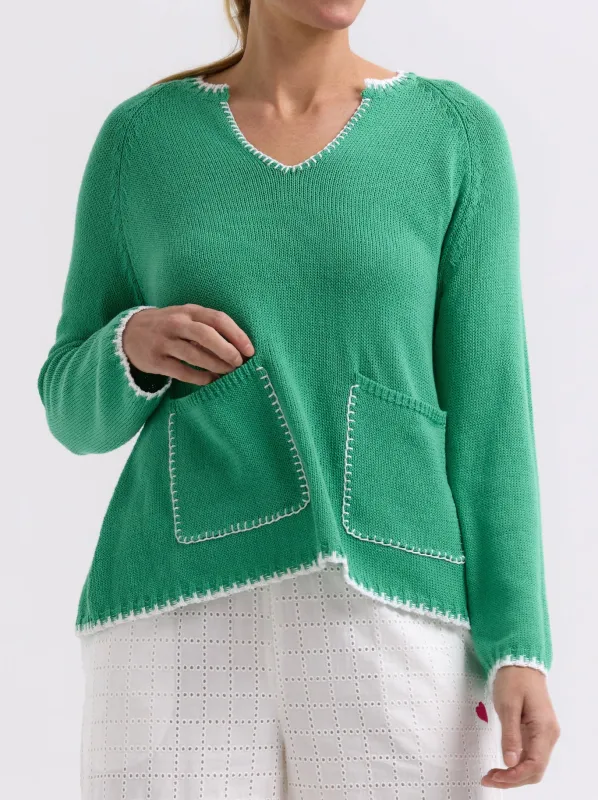 ZAKET & PLOVER HAND WORK TRIM A-LINE KNIT sold by ENNI